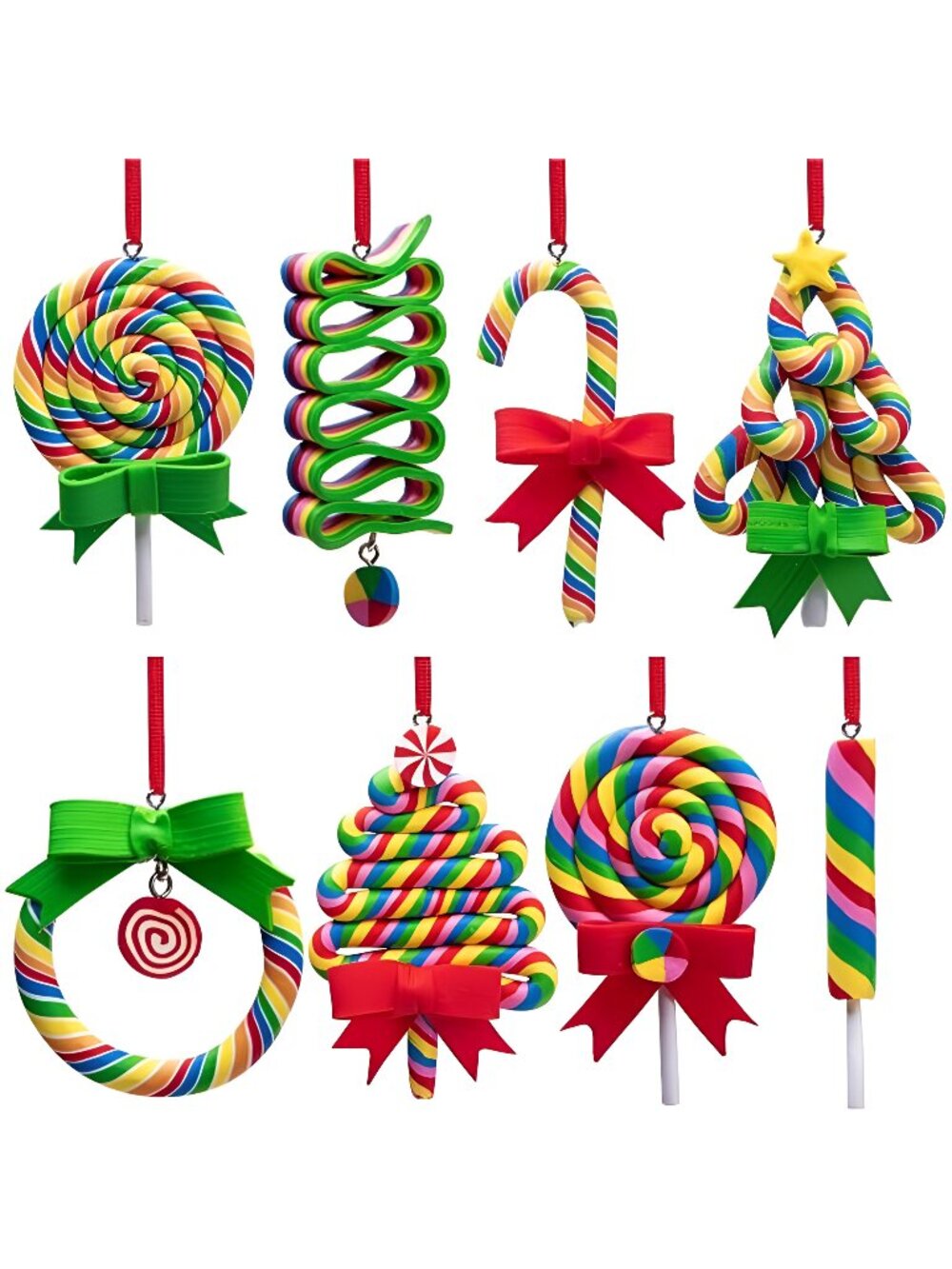 8 PCS Christmas Lollipop Ornaments- Rainbow Lollipop Hanging Ornaments